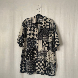 Vintage 90's Abstract Print Silk Button Down