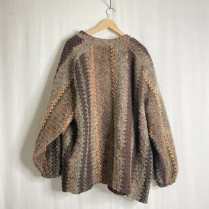 Vintage 1970's Oversized Open Front Chunky Cardigan XL