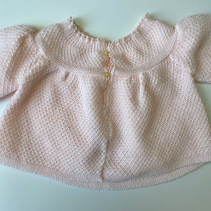 Vintage Pale Pink Crocheted Sweater 3-6M