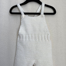 Load image into Gallery viewer, Vintage Crocheted White Overalls 3-6M