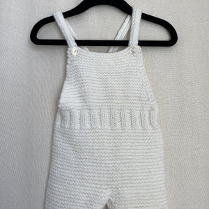Vintage Crocheted White Overalls 3-6M