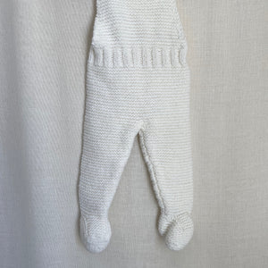 Vintage Crocheted White Overalls 3-6M