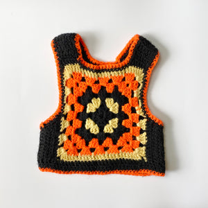 Vintage 1970's Crocheted Granny Square Vest 3T