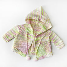Load image into Gallery viewer, Vintage Crocheted Pastel Hooded Cardigan 18-24M