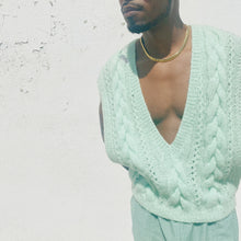 Load image into Gallery viewer, Vintage Mint Green Hand Knit Sweater Vest M