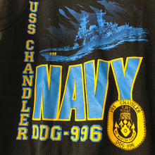 Load image into Gallery viewer, Vintage Navy Cut-Off Crew Neck Sweatshirt USS Chandler DDG-996 M