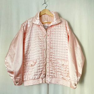 Vintage 90's Pink Quilted Bomber Jacket L