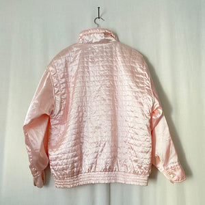 Vintage 90's Pink Quilted Bomber Jacket L