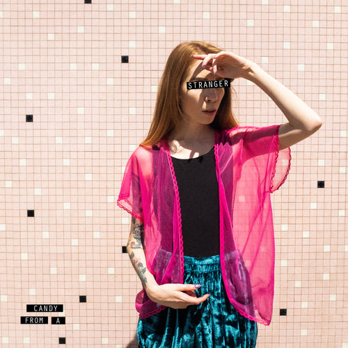 Vintage Pink Sheer Kimono Lace Trim L