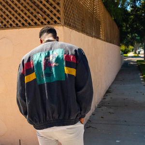Vintage Silk Retro Football Player Jacket M