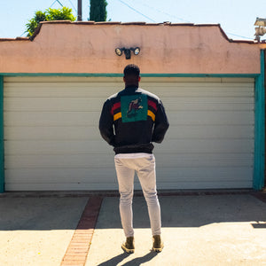 Vintage Silk Retro Football Player Jacket M