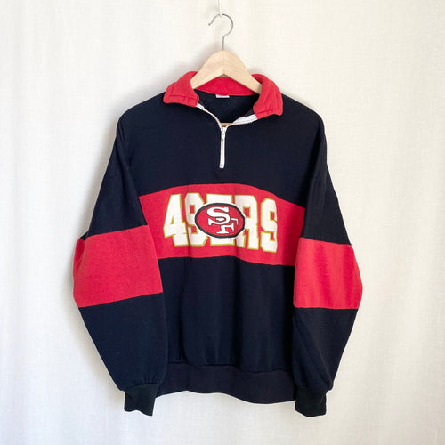 Vintage SF 49ers Quarter Zip Color Block Sweatshirt L