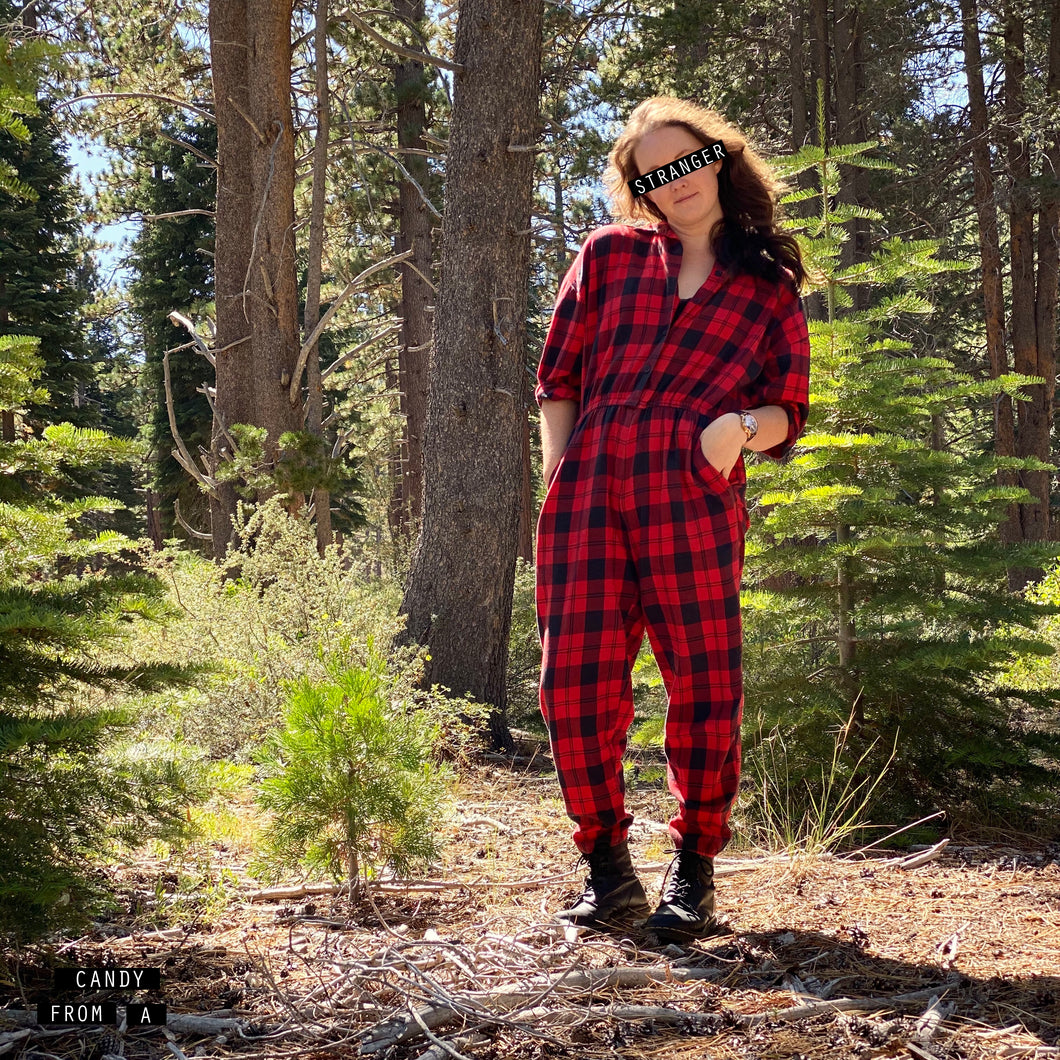 Vintage 1980's Buffalo Plaid Jumpsuit M