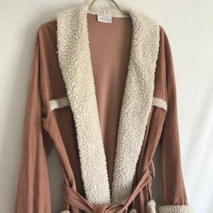 Vintage 1970's Faux Sherpa Trim Robe L