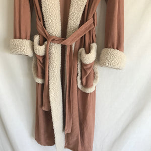 Vintage 1970's Faux Sherpa Trim Robe L