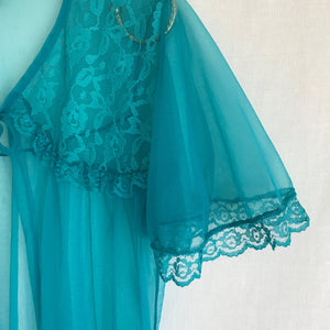 Vintage 1960's Teal Peignoir M