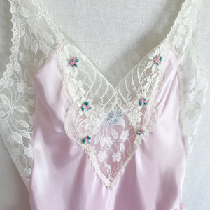 Vintage Pink Lace Ruffle Teddy S