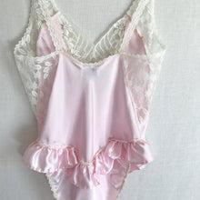 Load image into Gallery viewer, Vintage Pink Lace Ruffle Teddy S