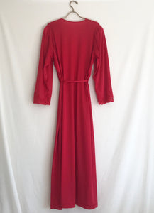 Vintage Red Robe with Lace Trim XL