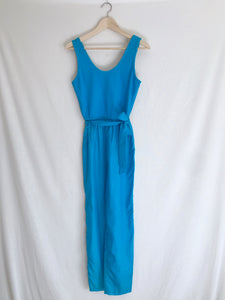 Vintage 1980's Blue Silk Jumpsuit S