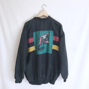 Vintage Silk Retro Football Player Jacket M
