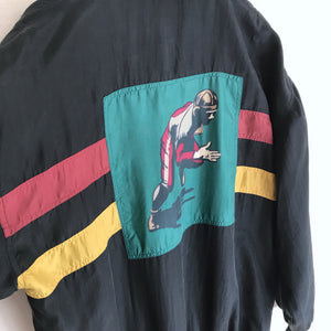 Vintage Silk Retro Football Player Jacket M