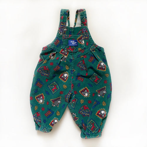 Vintage 1990's OshKosh B'Gosh Corduroy Bear Print Vestbak Overalls 6-9M