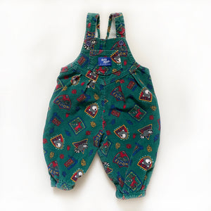 Vintage 1990's OshKosh B'Gosh Corduroy Bear Print Vestbak Overalls 6-9M