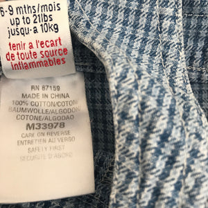 Vintage 1990's Next Basics Blue Gingham Overalls 6-9 MO