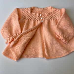 Vintage Crocheted Creamsicle Sweater 3-6 M