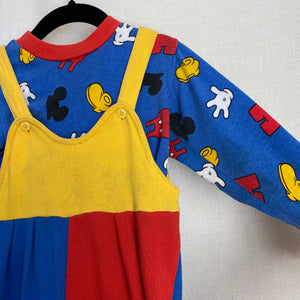 Vintage 1990's Baby Mickey Mouse 2 Piece Overall Set 18M