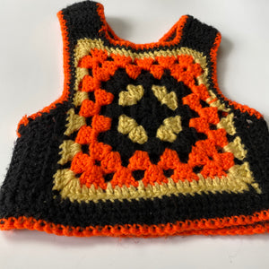 Vintage 1970's Crocheted Granny Square Vest 3T
