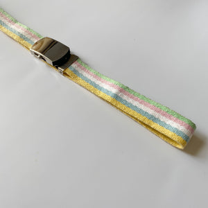Vintage Pastel Striped Cotton Autogrip Belt S/M