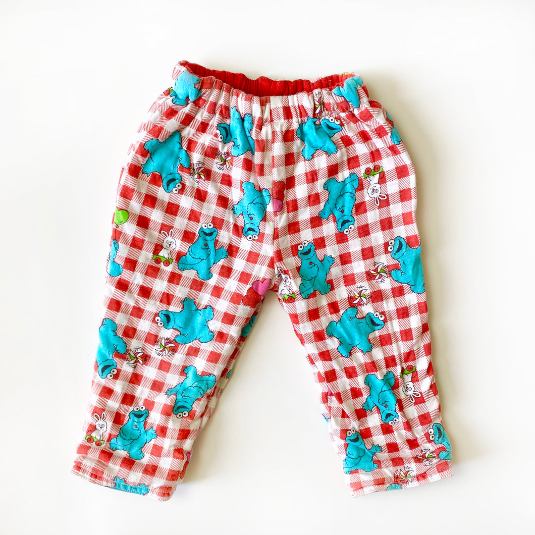 Vintage Gingham Cookie Monster Pants 12M