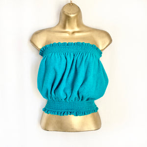 Vintage Teal Terrycloth Tube Top S