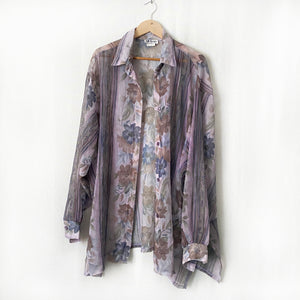 Vintage 1990's Sheer Floral Button Down 2X