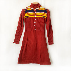 Vintage 1970's ElJay International Knit Sweater Dress S