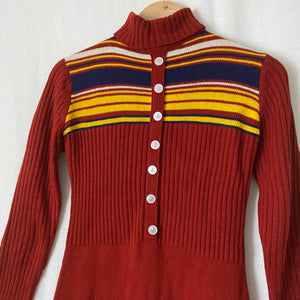 Vintage 1970's ElJay International Knit Sweater Dress S