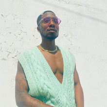 Load image into Gallery viewer, Vintage Mint Green Hand Knit Sweater Vest M