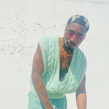 Load image into Gallery viewer, Vintage Mint Green Hand Knit Sweater Vest M