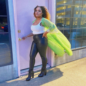 Vintage Lime Green Nylon Peignoir L