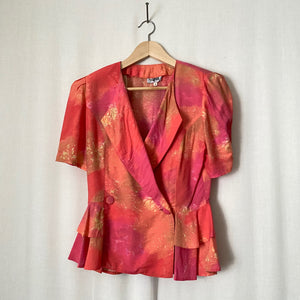 Vintage Pink Lemonade Peplum Wrap Top M