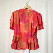 Load image into Gallery viewer, Vintage Pink Lemonade Peplum Wrap Top M