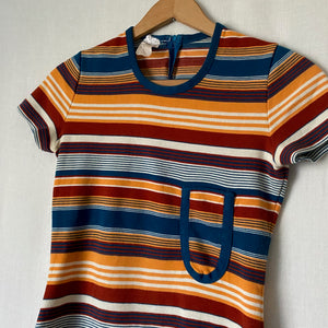 Vintage 70's Quirky Pocket Striped Tee S