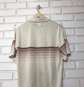 70's Retro Striped Collared Shirt M