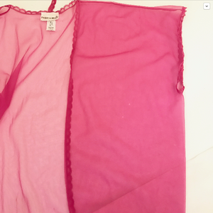 Vintage Pink Sheer Kimono Lace Trim L
