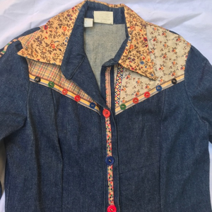1970's Denim Patchwork Button Down
