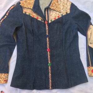 1970's Denim Patchwork Button Down