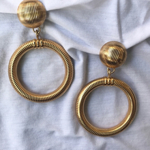 Load image into Gallery viewer, Vintage 1980’s Monet Gold Clip On Hoops