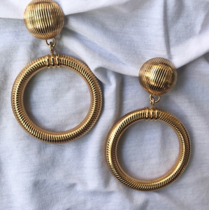 Vintage 1980’s Monet Gold Clip On Hoops